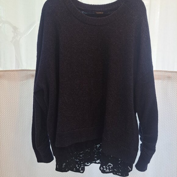 NWOT Torrid Vegan Cashmere Pullover 2-Fer Sweater Blue Size 3 - Picture 2 of 11